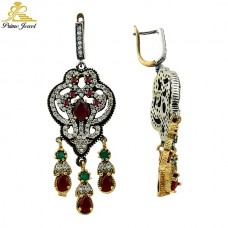 Gümüş Otantik Taşlı Küpe